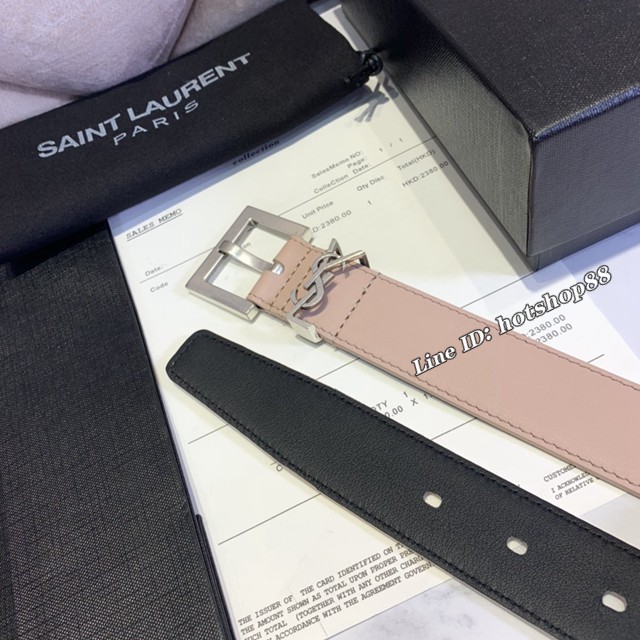 Saint Laurent女士皮帶 聖羅蘭金扣小牛皮腰帶  jjp1761